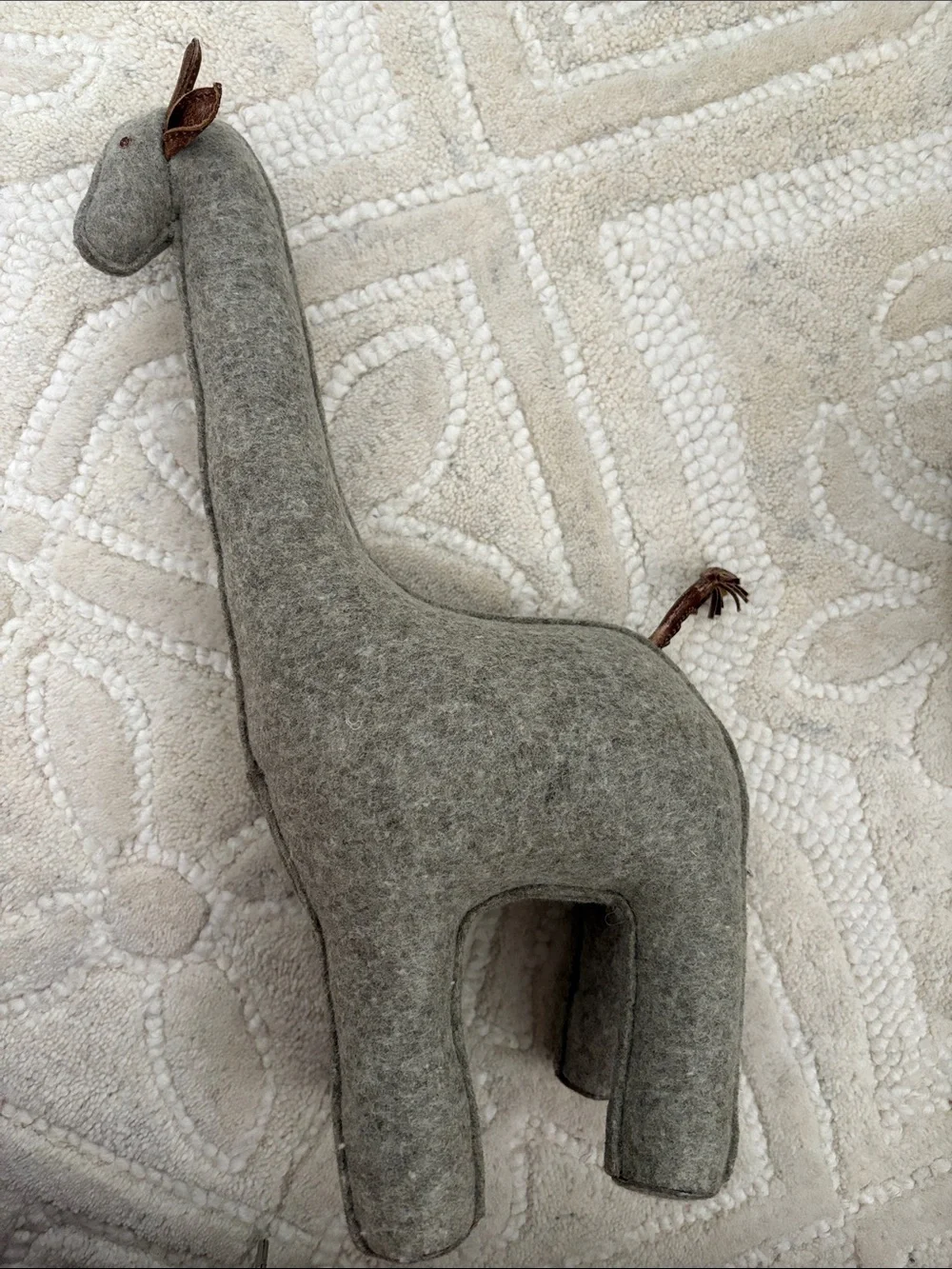 Restoration Hardware Neutral Wool Giraffe and Elephant book ends